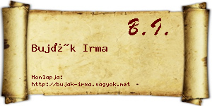 Buják Irma névjegykártya